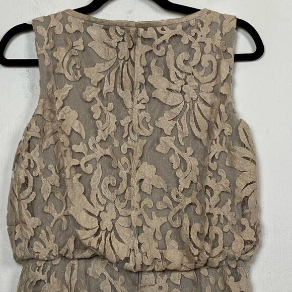 Tadashi Shoji Women's Lace Overlay Blouson Cocktail Dress Taupe Sand Size 4 - Picture 5 of 12